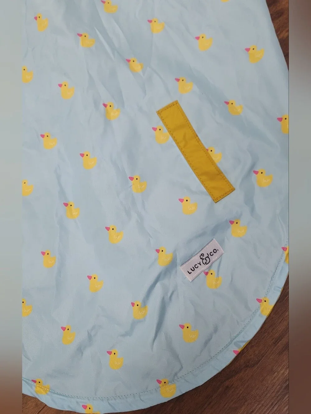 Lucy And Co Reversible Lucky Duck Dog Rain Jacket Zip Coat Sky Blue Yellow Xxl